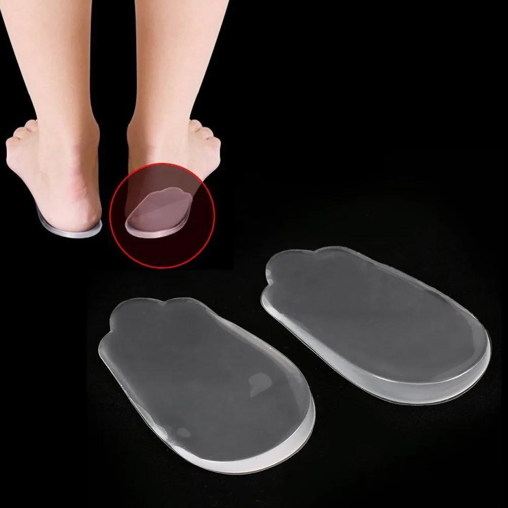 1 Pair of Heel Lift Insert Pad Cushion Heel Sleeves Pads Silicone Transparent Support Cups for Relieving Heel Pain O/X Legs Correction Support Cups
