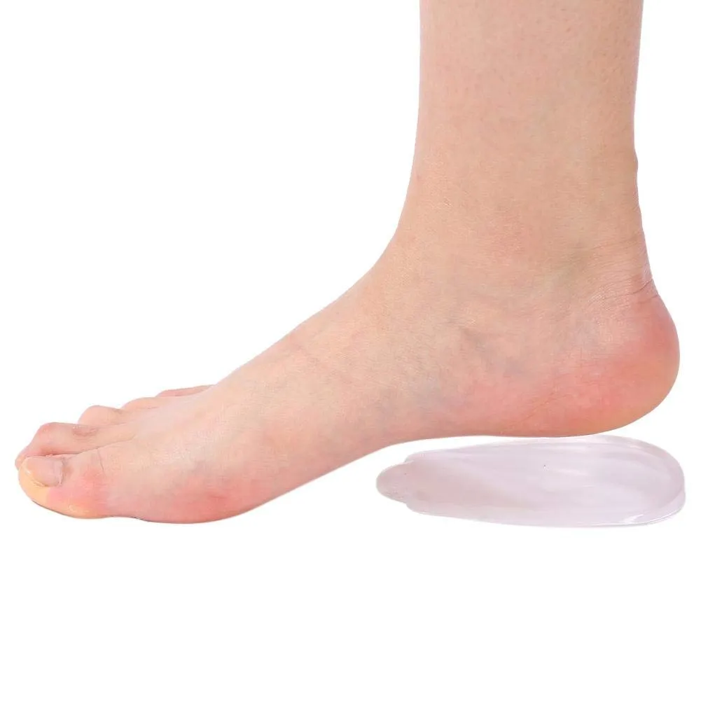 1 Pair of Heel Lift Insert Pad Cushion Heel Sleeves Pads Silicone Transparent Support Cups for Relieving Heel Pain O/X Legs Correction Support Cups