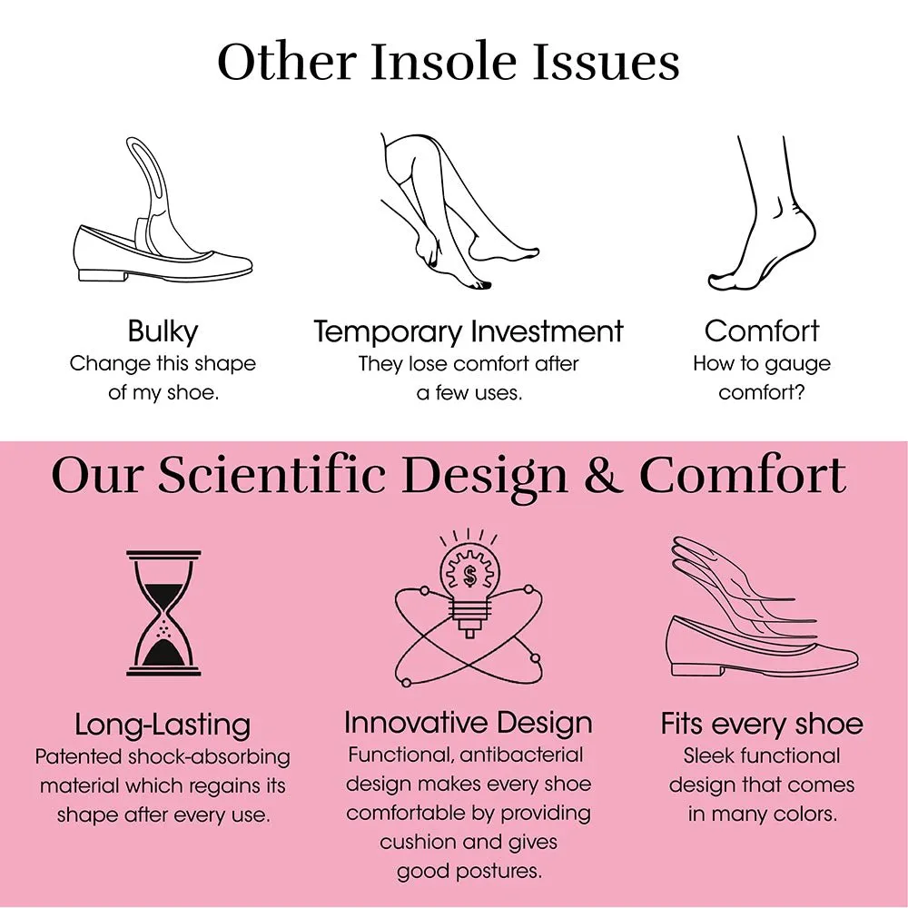 2-Pair of Full Length Cushion Insoles - Black/Rose