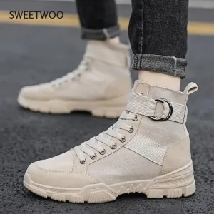 2021 new sports men's shoes fashion high-top mountaineering lightweight breathable canvas sneakers