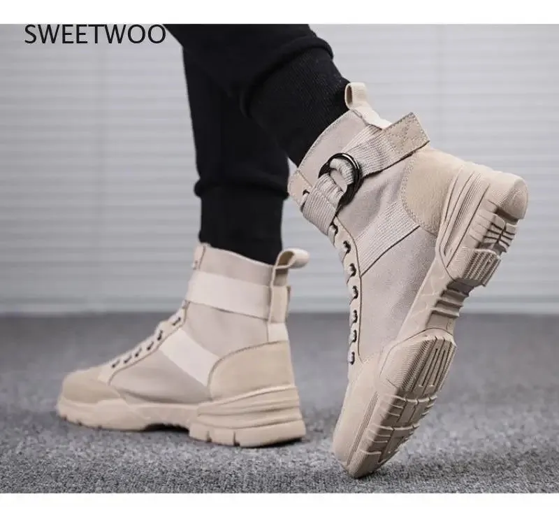 2021 new sports men's shoes fashion high-top mountaineering lightweight breathable canvas sneakers