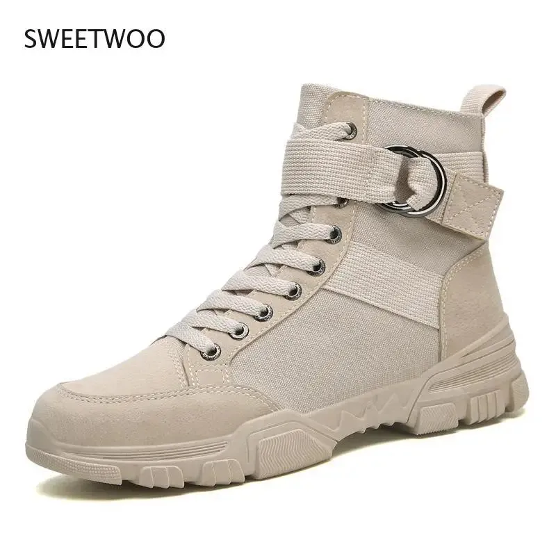 2021 new sports men's shoes fashion high-top mountaineering lightweight breathable canvas sneakers