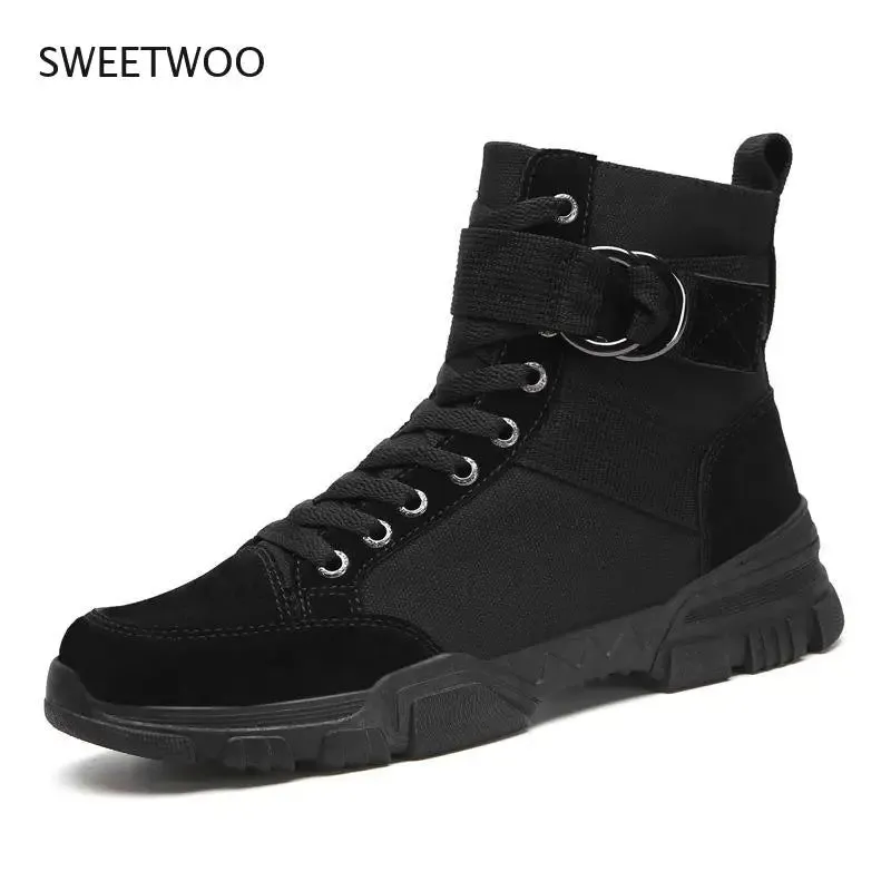 2021 new sports men's shoes fashion high-top mountaineering lightweight breathable canvas sneakers