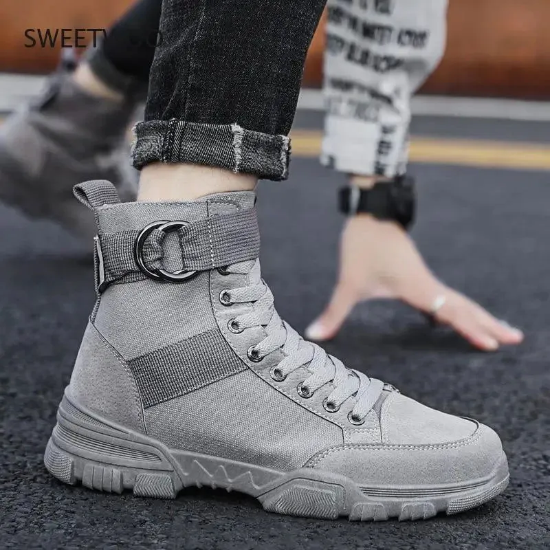 2021 new sports men's shoes fashion high-top mountaineering lightweight breathable canvas sneakers