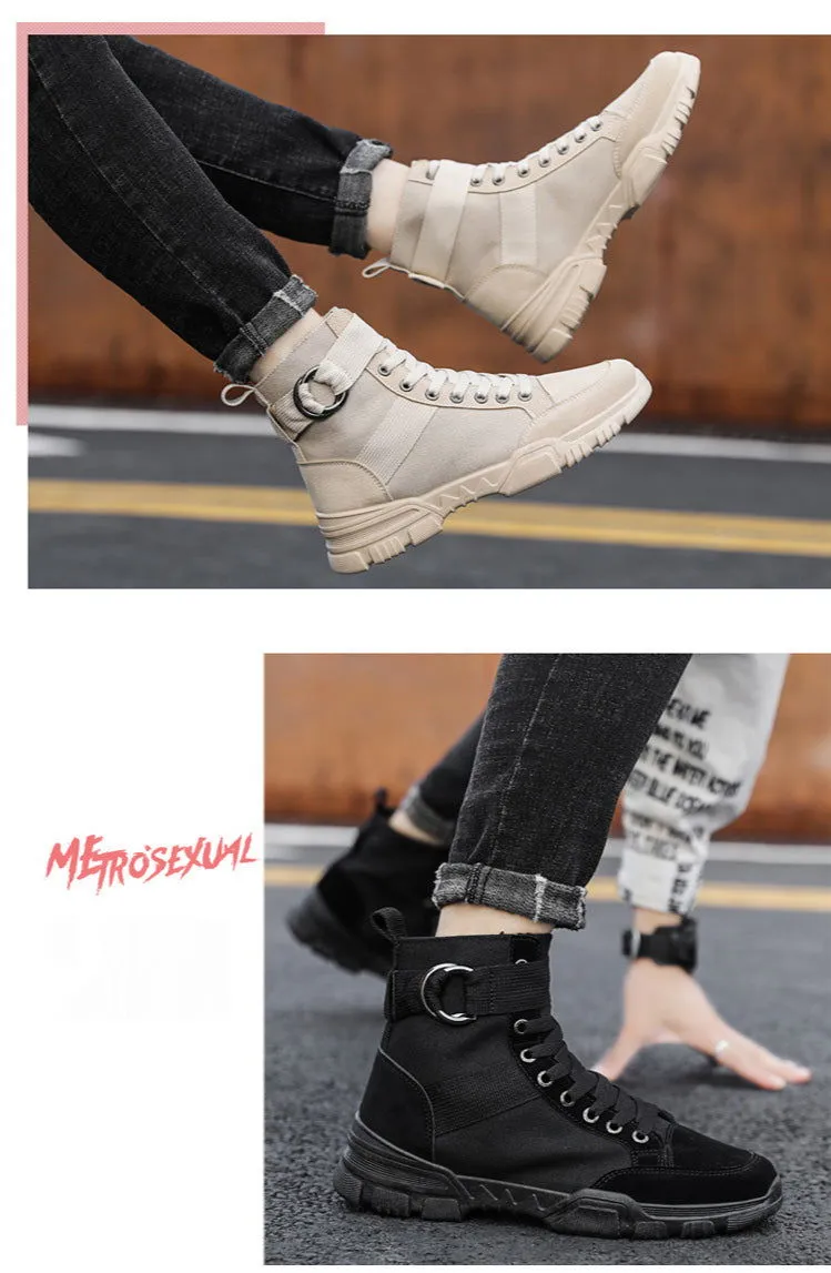2021 new sports men's shoes fashion high-top mountaineering lightweight breathable canvas sneakers