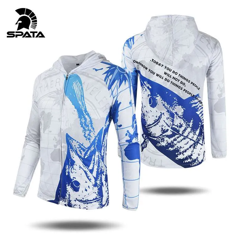 2023 SPATA Fishing Clothes Anti UV Sun Protection Summer Fishing Hoodies Long Sleeve Jerseys Breathable Quick Dry Fishing Shirts