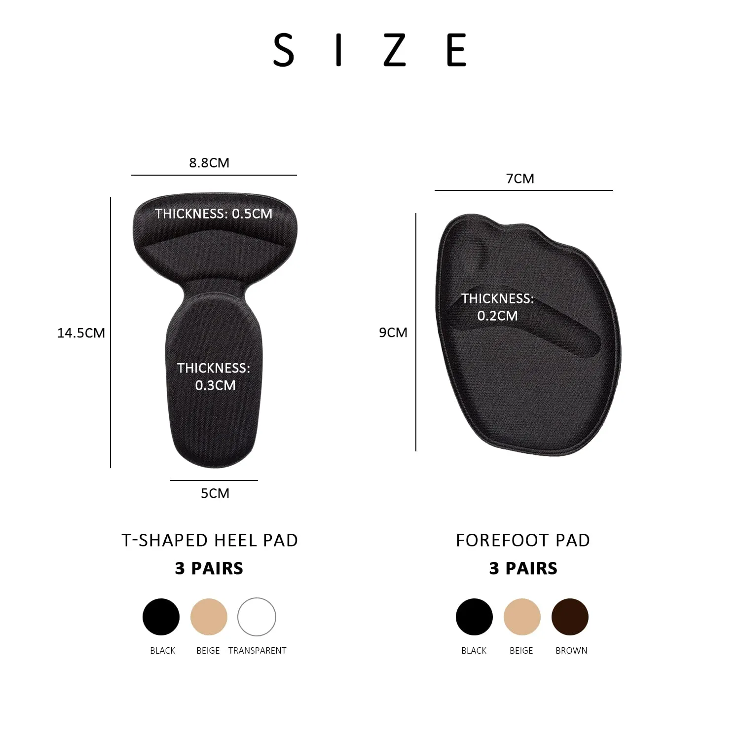 3 Pairs of 2-in-1 Heel Pads, and 3 Pairs of Forefoot Pads, self-Adhesive Non-Slip Gel Insole, Foot Protector, Suitable for high Heels, Sports Shoes