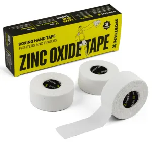 3 rolls of SPORTTAPE zinc oxide sports tape white - 2.5 cm x 10 m - football tape bandage | Inelastic boxing bandage for wrist and fingers | Skin-friendly, sports tape for climbing, martial arts, boxing, 2.5 cm (3 rolls), white