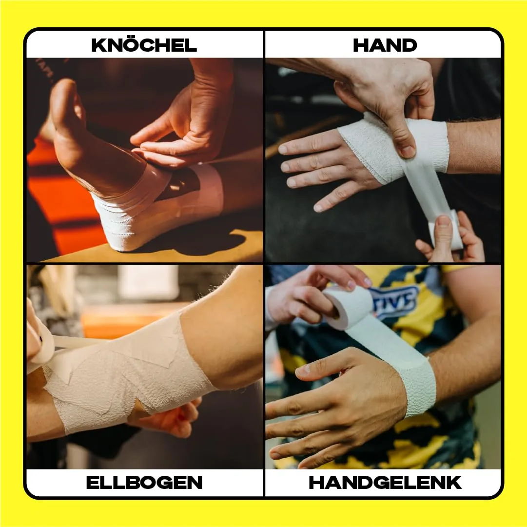 3 rolls of SPORTTAPE zinc oxide sports tape white - 2.5 cm x 10 m - football tape bandage | Inelastic boxing bandage for wrist and fingers | Skin-friendly, sports tape for climbing, martial arts, boxing, 2.5 cm (3 rolls), white