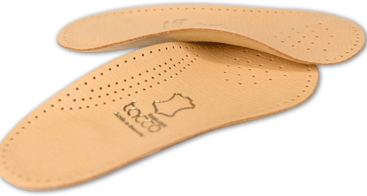 3/4 Light Orthotic Shoe Insoles Inserts Tacco Elastic – Light Arch Support and Shock Absorbing Pads – Vegetable Tanned Leather – Made in Germany (43 EUR/US M10)