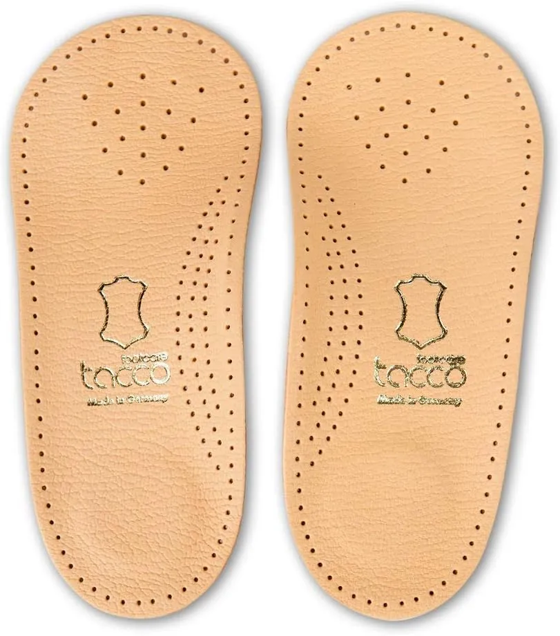 3/4 Light Orthotic Shoe Insoles Inserts Tacco Elastic – Light Arch Support and Shock Absorbing Pads – Vegetable Tanned Leather – Made in Germany (43 EUR/US M10)