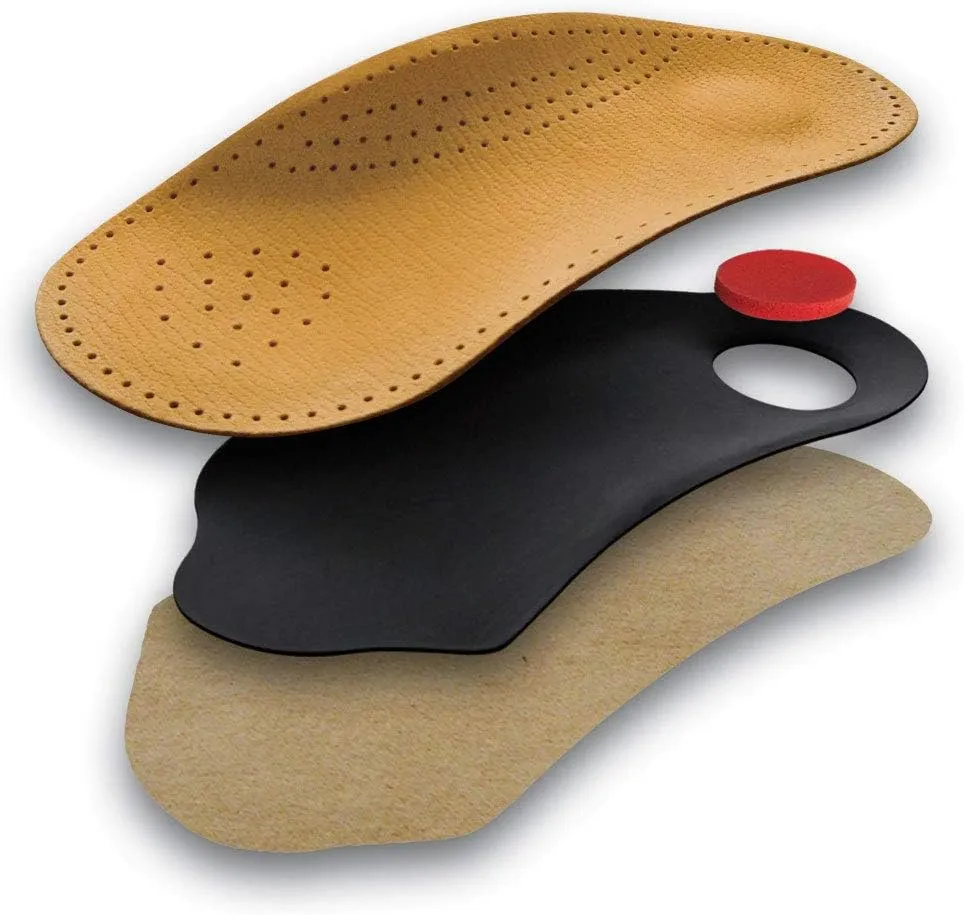 3/4 Light Orthotic Shoe Insoles Inserts Tacco Elastic – Light Arch Support and Shock Absorbing Pads – Vegetable Tanned Leather – Made in Germany (43 EUR/US M10)