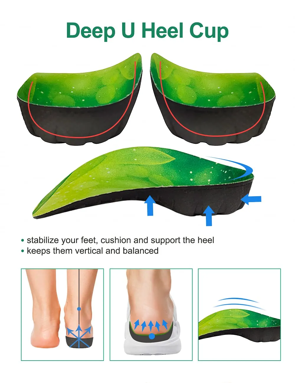 3/6 Length Orthotic Insole,Arch Support Shoe Insert Flat Feet,Plantar Fasciitis, High Arch,Foot Pronation, Fallen Arches, Heel Pain, Men Women Shoe Insole…