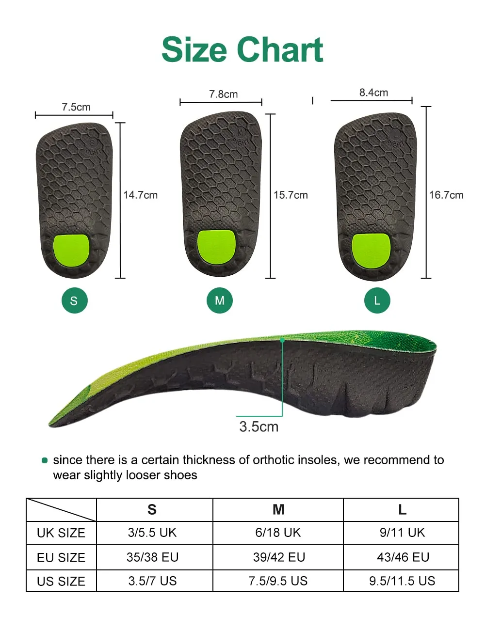 3/6 Length Orthotic Insole,Arch Support Shoe Insert Flat Feet,Plantar Fasciitis, High Arch,Foot Pronation, Fallen Arches, Heel Pain, Men Women Shoe Insole…