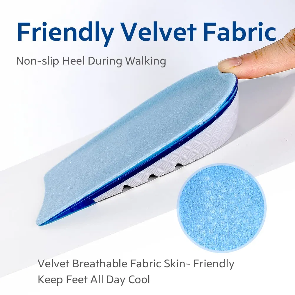 3ANGNI TPE Invisible Height Increase Insoles Heel Cushions Taller Pad, Elevator Insert for Relief Heel Pain, Heel Lifted Plantar Fasciitis Men Woman 1.5CM Blue
