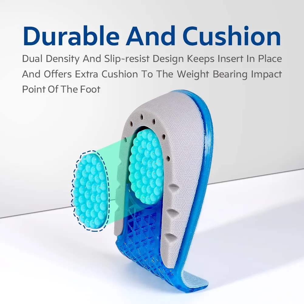 3ANGNI TPE Invisible Height Increase Insoles Heel Cushions Taller Pad, Elevator Insert for Relief Heel Pain, Heel Lifted Plantar Fasciitis Men Woman 1.5CM Blue
