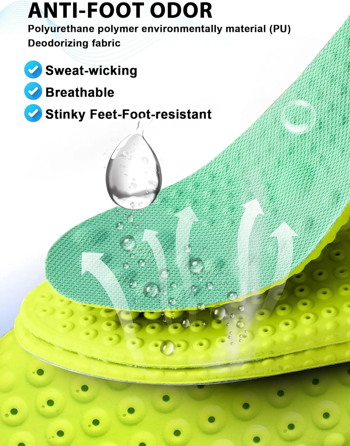 4D Cloud Soles Insoles for Men and Women,Soft Shock Absorption Massage Insoles -Comfort Sports Shoe Inserts Arch Support Insoles, Work Boot Shoe Insole (Green, S Men 7~8 /Women 8.5)