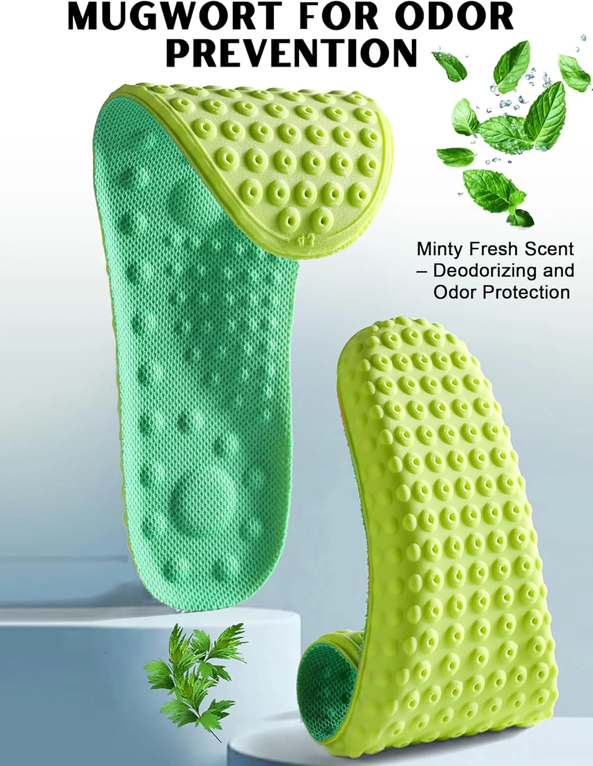 4D Cloud Soles Insoles for Men and Women,Soft Shock Absorption Massage Insoles -Comfort Sports Shoe Inserts Arch Support Insoles, Work Boot Shoe Insole (Green, S Men 7~8 /Women 8.5)