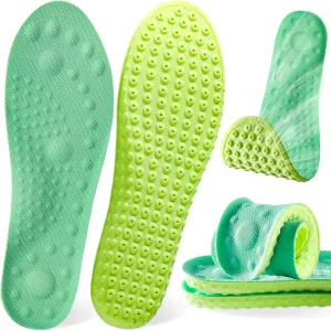 4D Cloud Soles Insoles for Men and Women,Soft Shock Absorption Massage Insoles -Comfort Sports Shoe Inserts Arch Support Insoles, Work Boot Shoe Insole (Green, S Men 7~8 /Women 8.5)