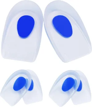 4pack-Gel Heel Cups for Kid's SportTraction Shock Absorbing Lightweight/Kids Heel Cups for Heel Pain, Ankle Pain, Plantar Fasciitis, or Heel Spurs (Kid's 1-4)