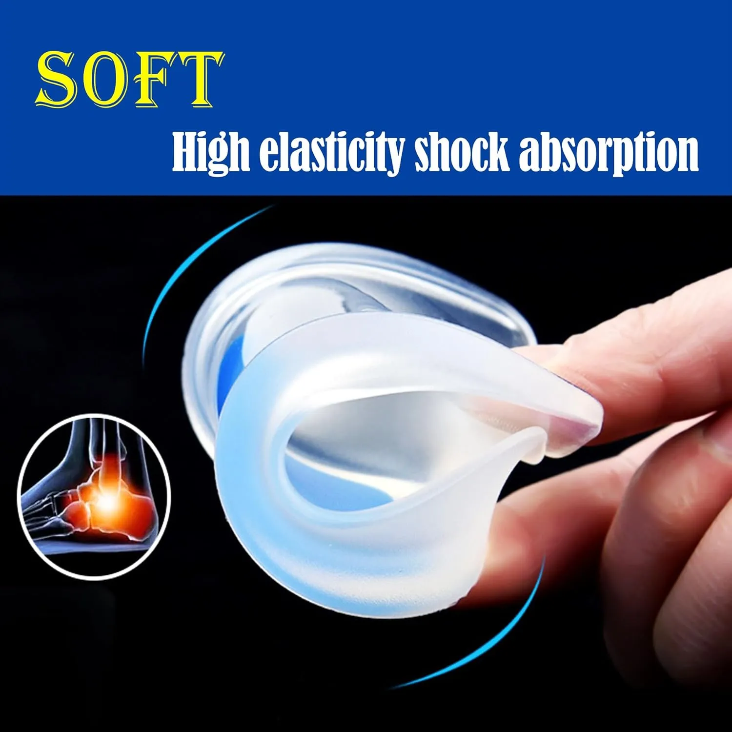 4pack-Gel Heel Cups for Kid's SportTraction Shock Absorbing Lightweight/Kids Heel Cups for Heel Pain, Ankle Pain, Plantar Fasciitis, or Heel Spurs (Kid's 1-4)