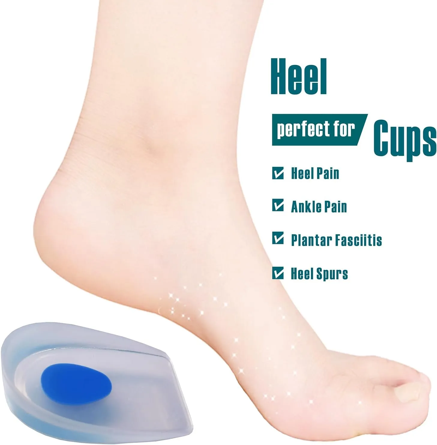 4pack-Gel Heel Cups for Kid's SportTraction Shock Absorbing Lightweight/Kids Heel Cups for Heel Pain, Ankle Pain, Plantar Fasciitis, or Heel Spurs (Kid's 1-4)