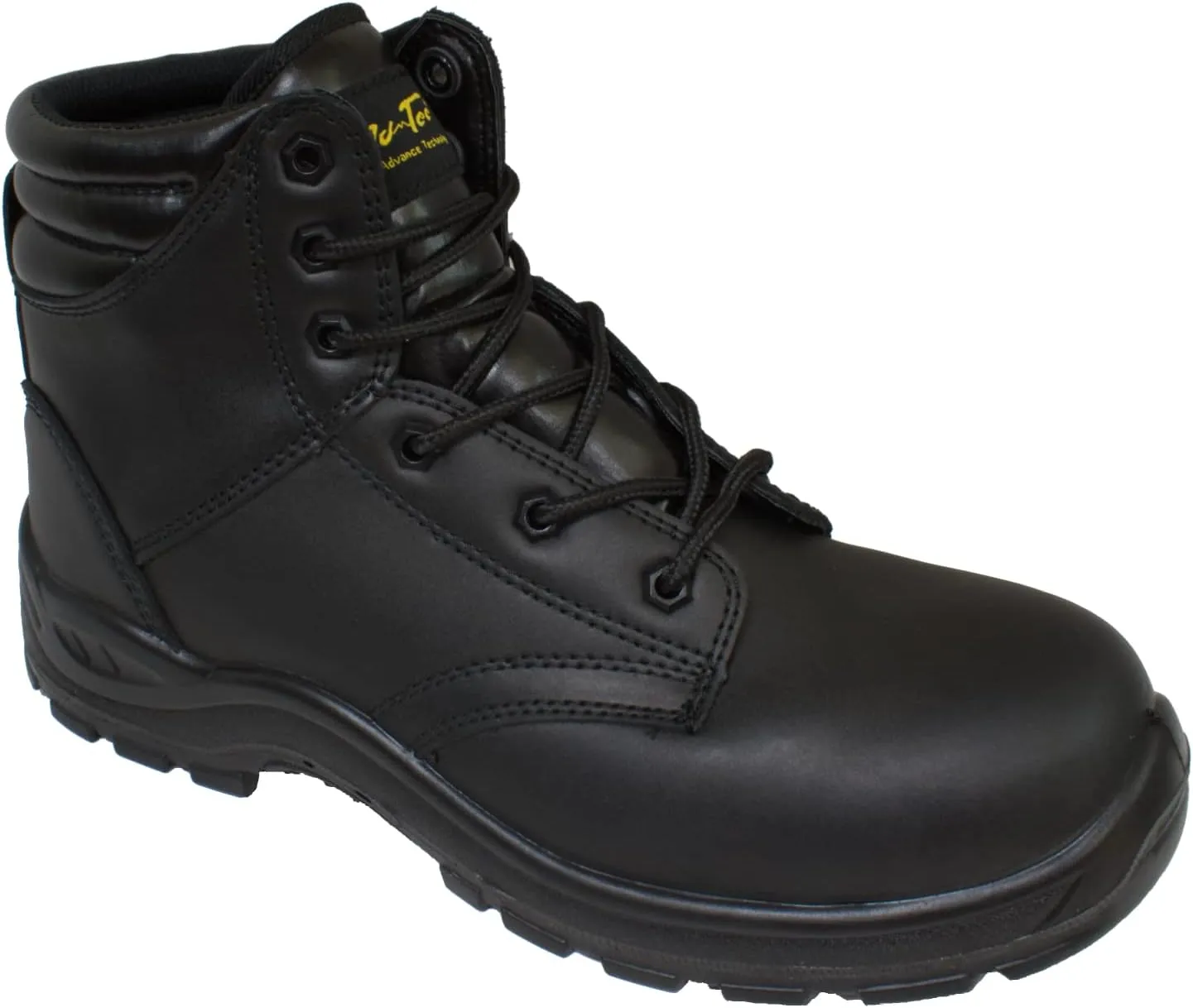 Ad Tec Men's Ankle Laceup Composite Toe Leather Work Boot, Black | Injection Molded Oil Resistant Outsole & Comfort Padded Collar