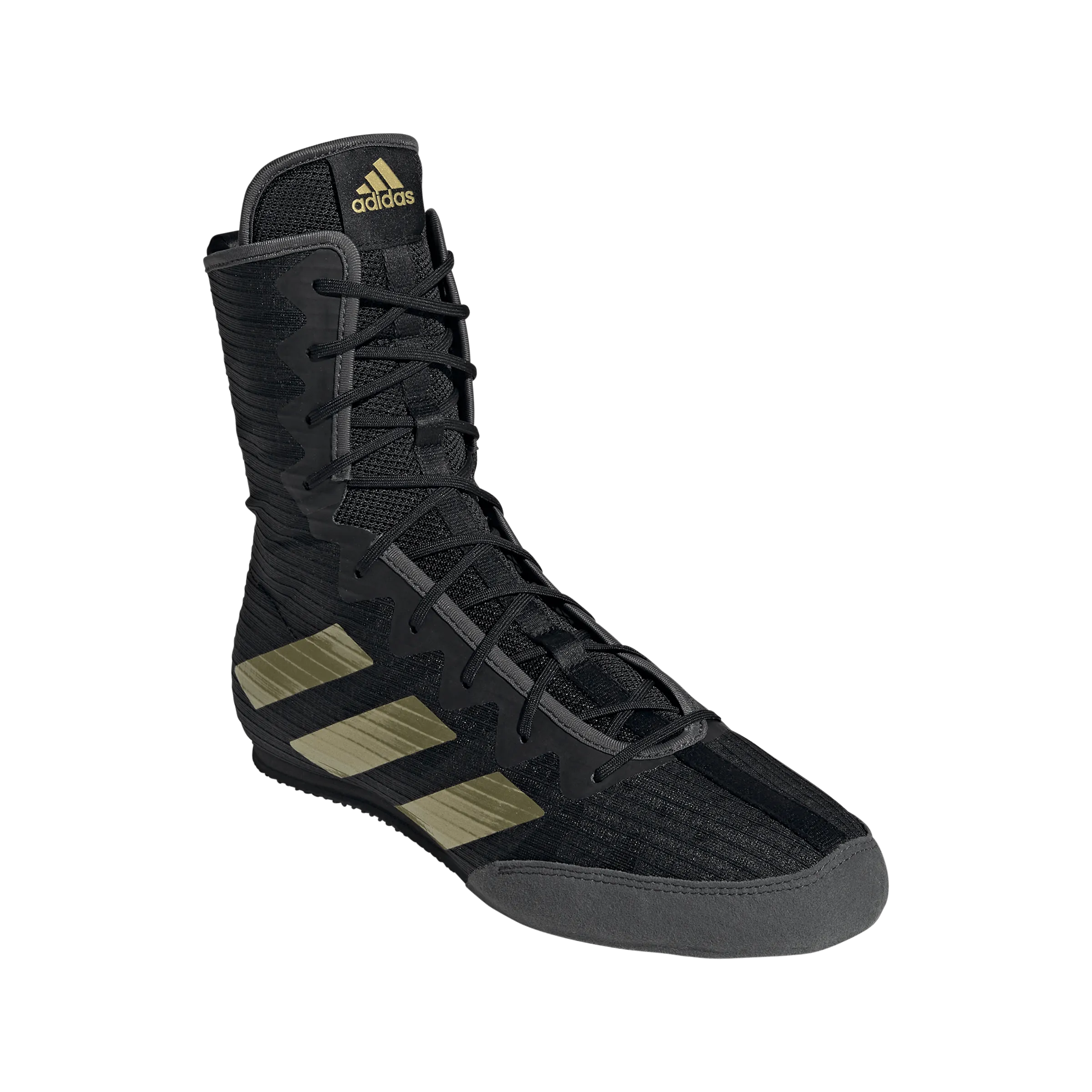 Adidas BOX HOG 4 Boxing Shoes Black and Gold