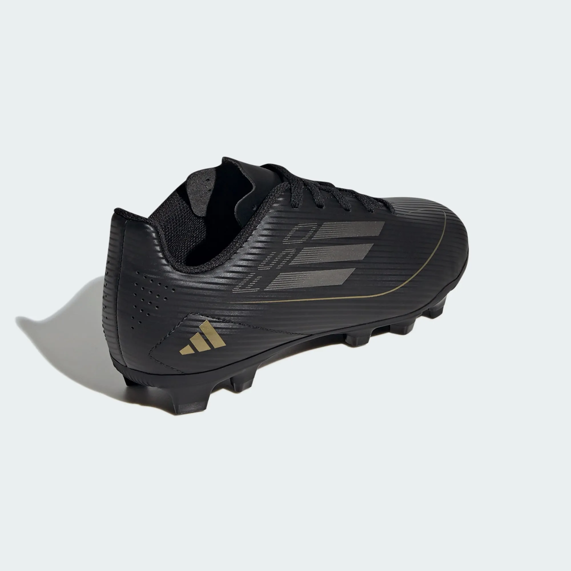 adidas F50 CLUB Flexible Ground Soccer Cleats | Core Black-Iron Metallic-Gold Metallic | Kid's Unisex