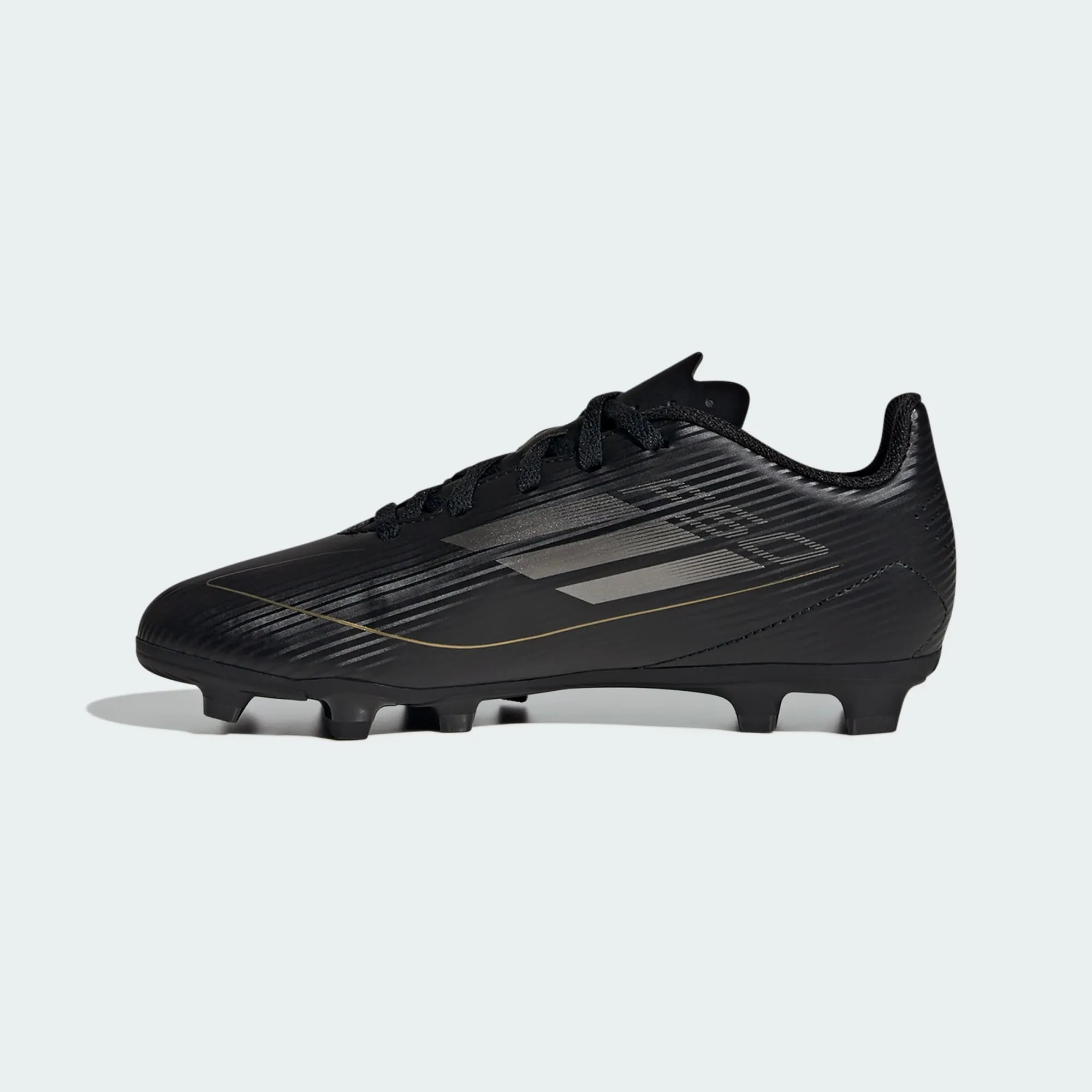 adidas F50 CLUB Flexible Ground Soccer Cleats | Core Black-Iron Metallic-Gold Metallic | Kid's Unisex