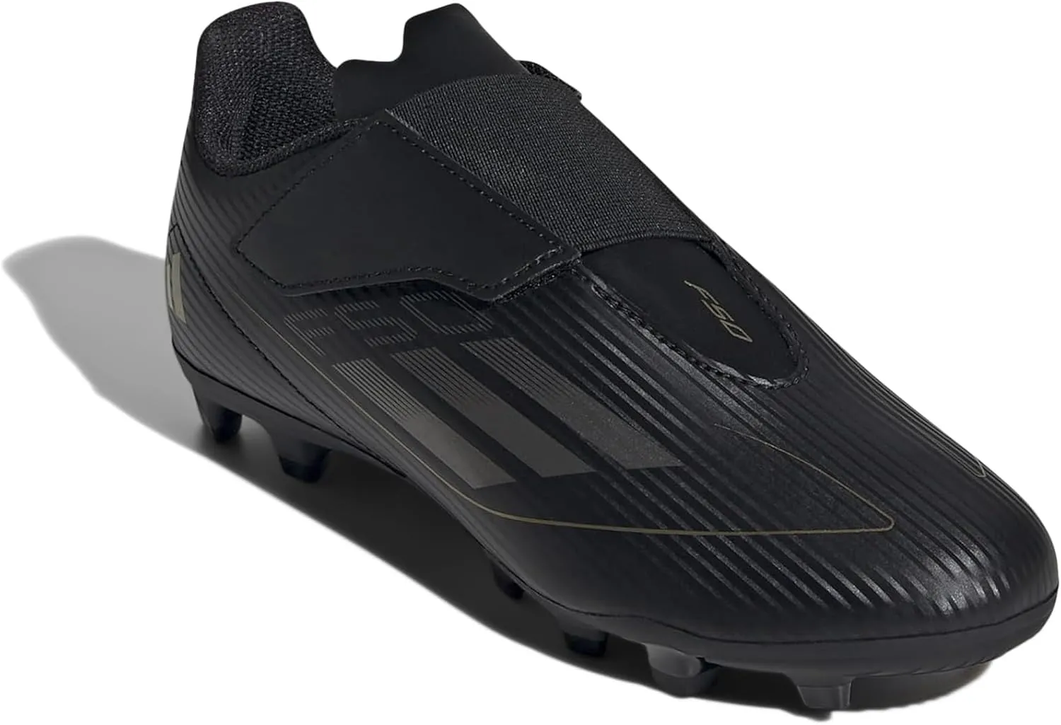 adidas Kids F50 Club Firm Multi Ground Hook-and-Loop Sneaker, Black/Iron Metallic/Gold Metallic, 10 US Unisex Toddler