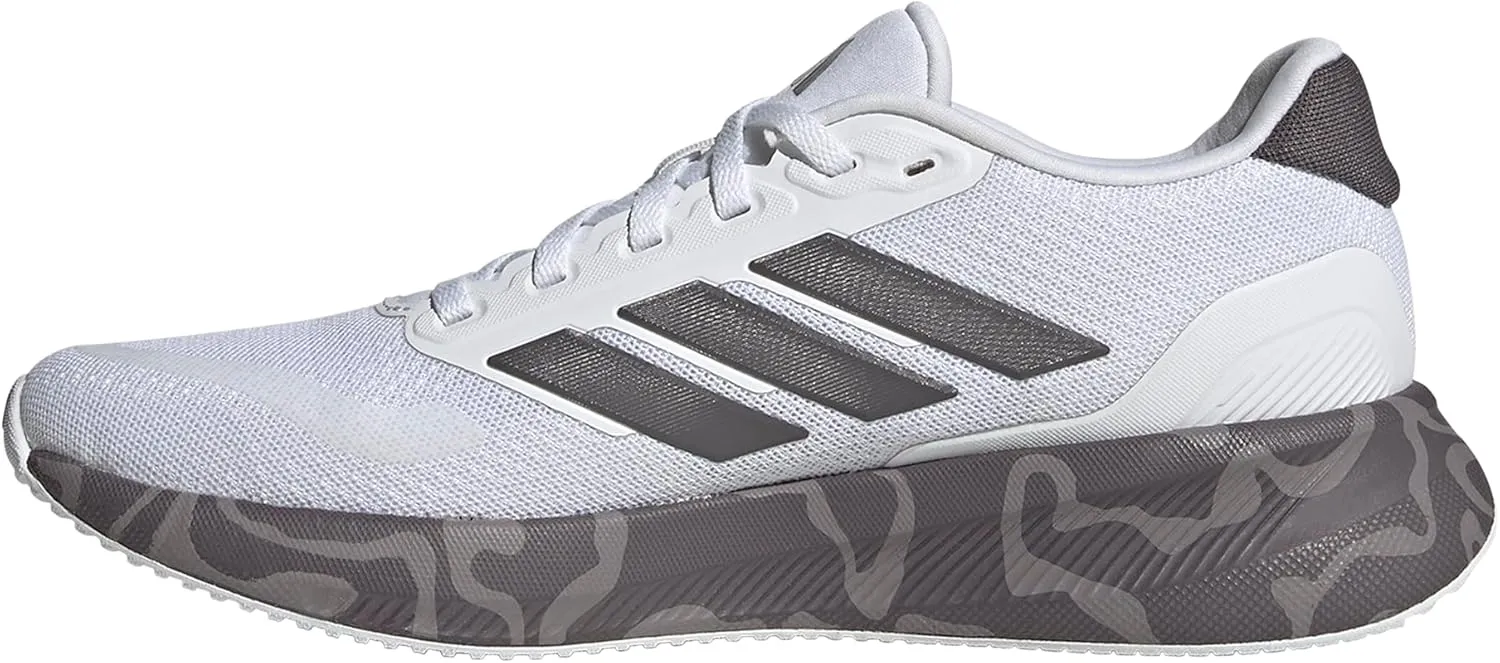 adidas Women's Run Falcon 5 Sneaker, White/Grey Strata/Black, 9