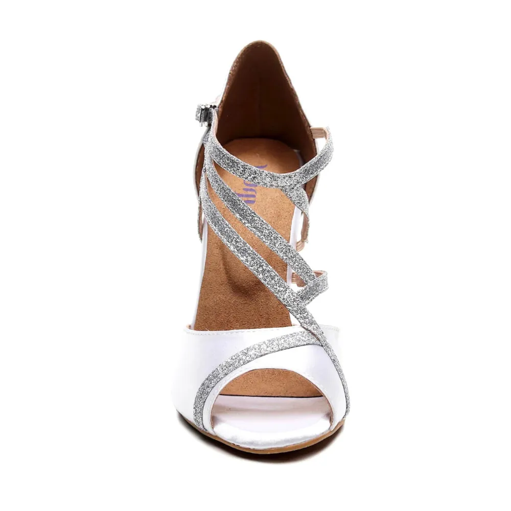 Alejate - Silver Bridal Strappy Latin Dance Shoes (Street Sole)