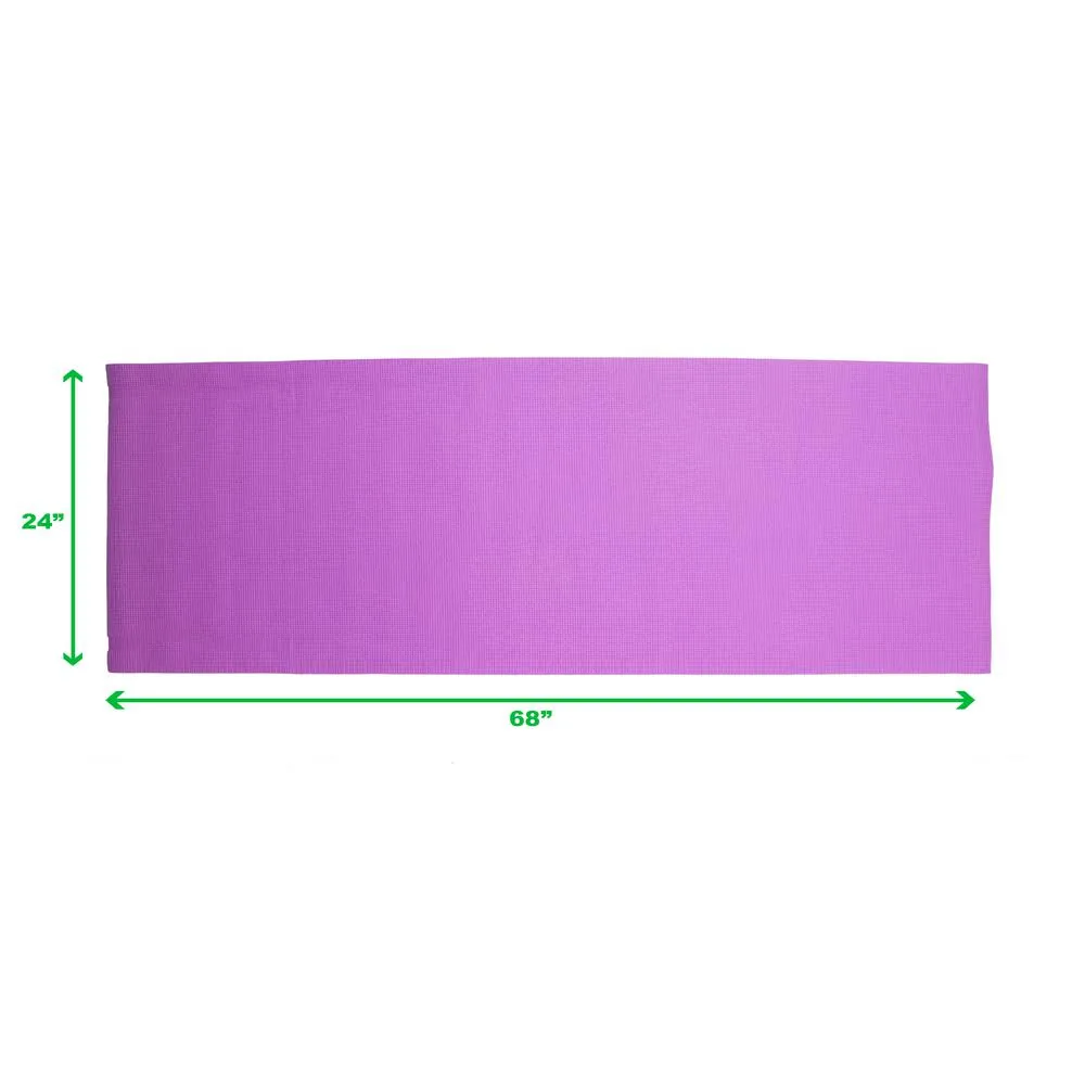 All Purpose Extra Thick Purple Fitness & Exercise 24 in. x 68 in. Yoga Mat with Carrying Strap