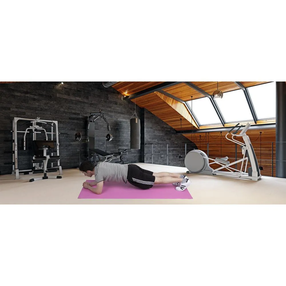 All Purpose Extra Thick Purple Fitness & Exercise 24 in. x 68 in. Yoga Mat with Carrying Strap