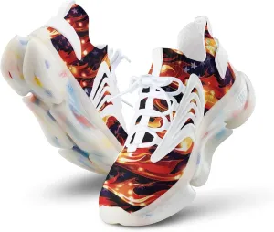 American Flag in Flame Men's Running Shoes Lightweight Walking Shoe Breathable Sneaker