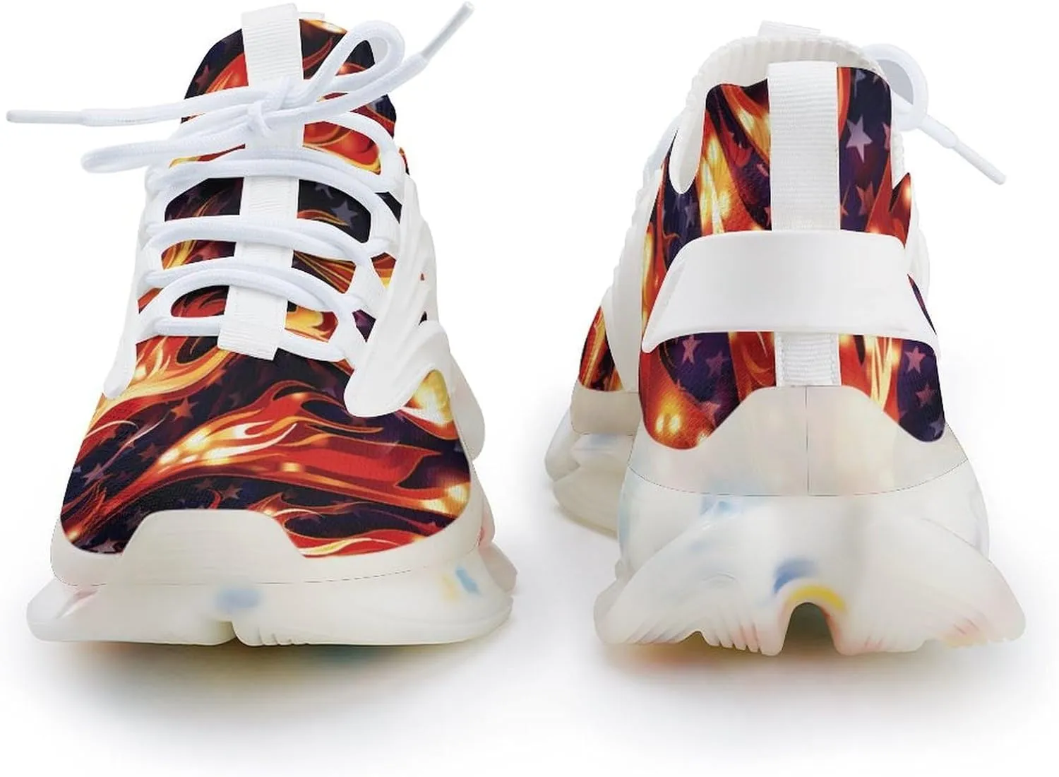 American Flag in Flame Men's Running Shoes Lightweight Walking Shoe Breathable Sneaker