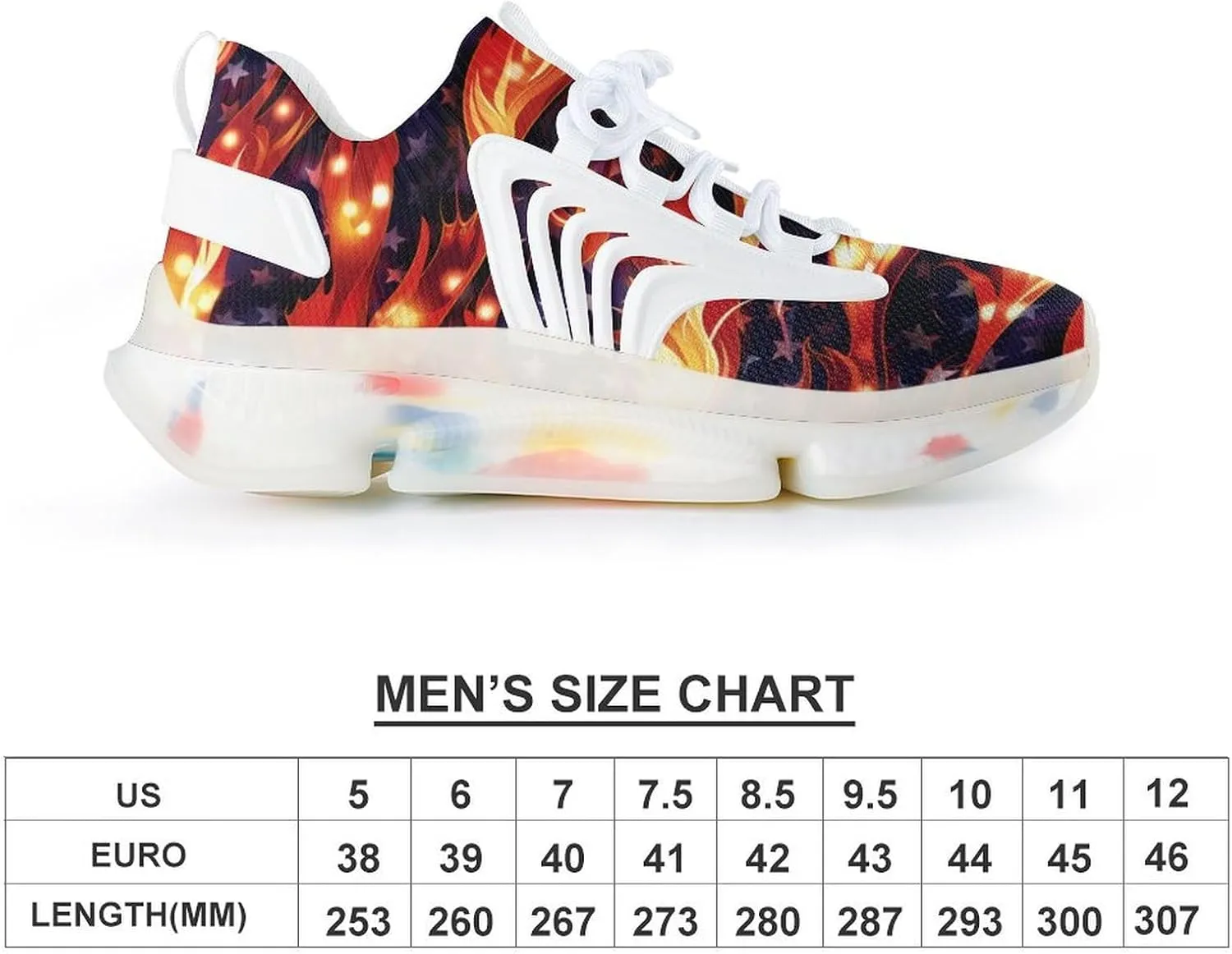 American Flag in Flame Men's Running Shoes Lightweight Walking Shoe Breathable Sneaker
