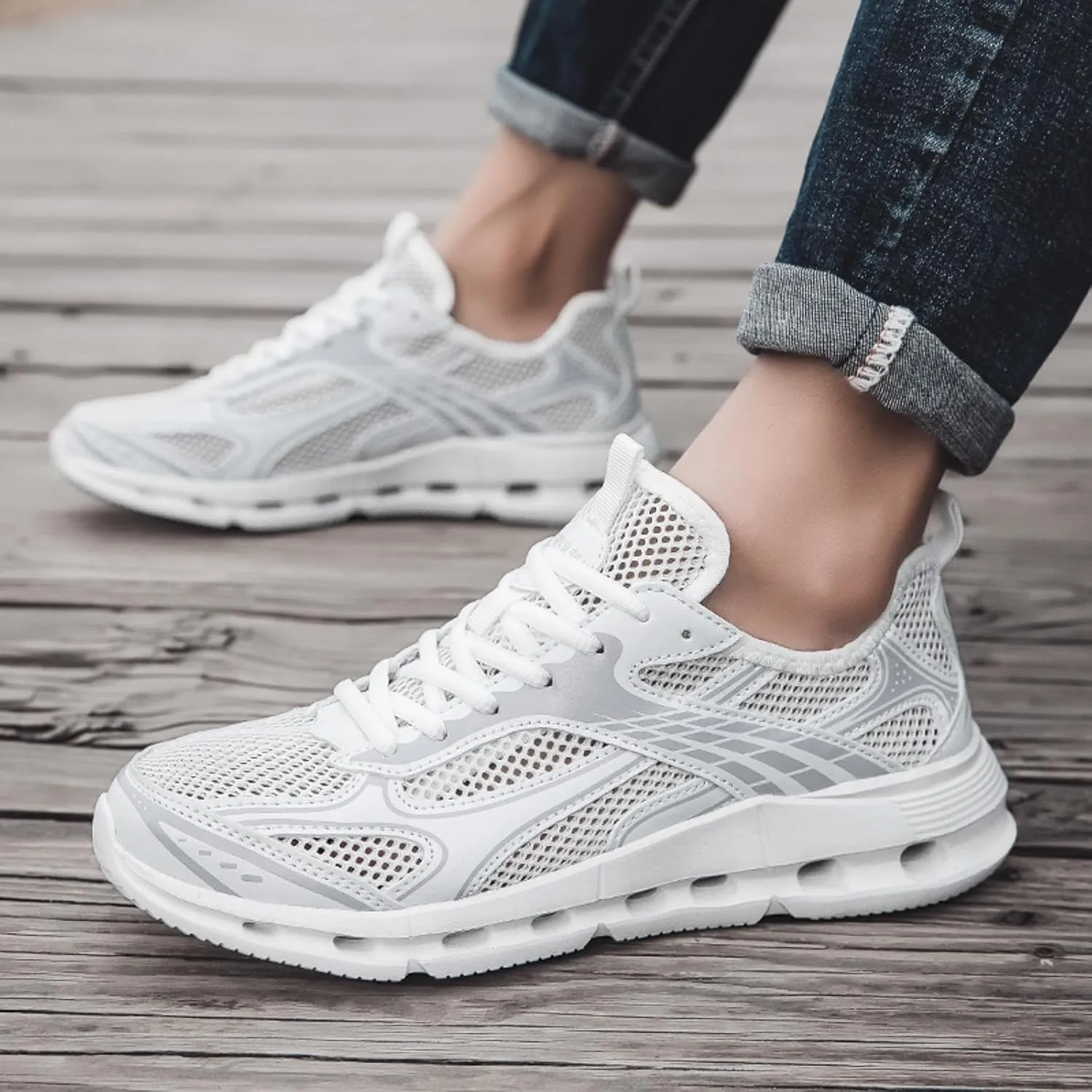 Arch Support Fitness Sneaker for Men Comfortable Breathable Lace Up Sneaker Men's Lightweight Cushion Sneakers