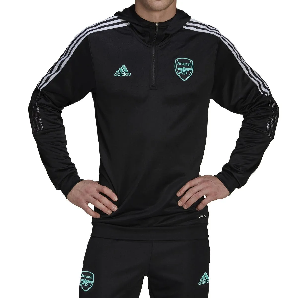 Arsenal FC black hooded training technical tracksuit 2022 - Adidas
