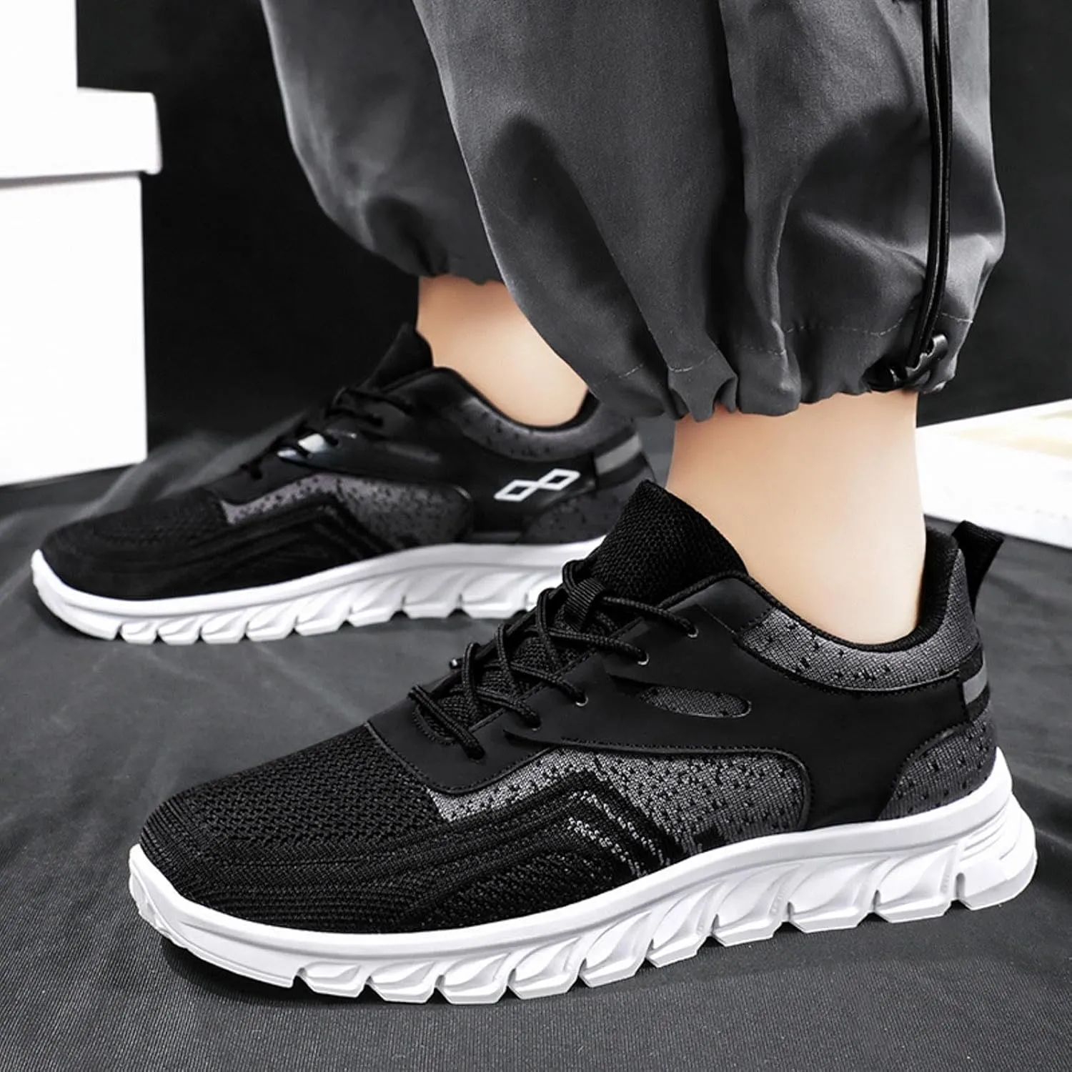 Athletic Fashion Sneakers for Men Comfortable Breathable Stretch Canvas Slip on Sneaker Non Slip Walking Shoes
