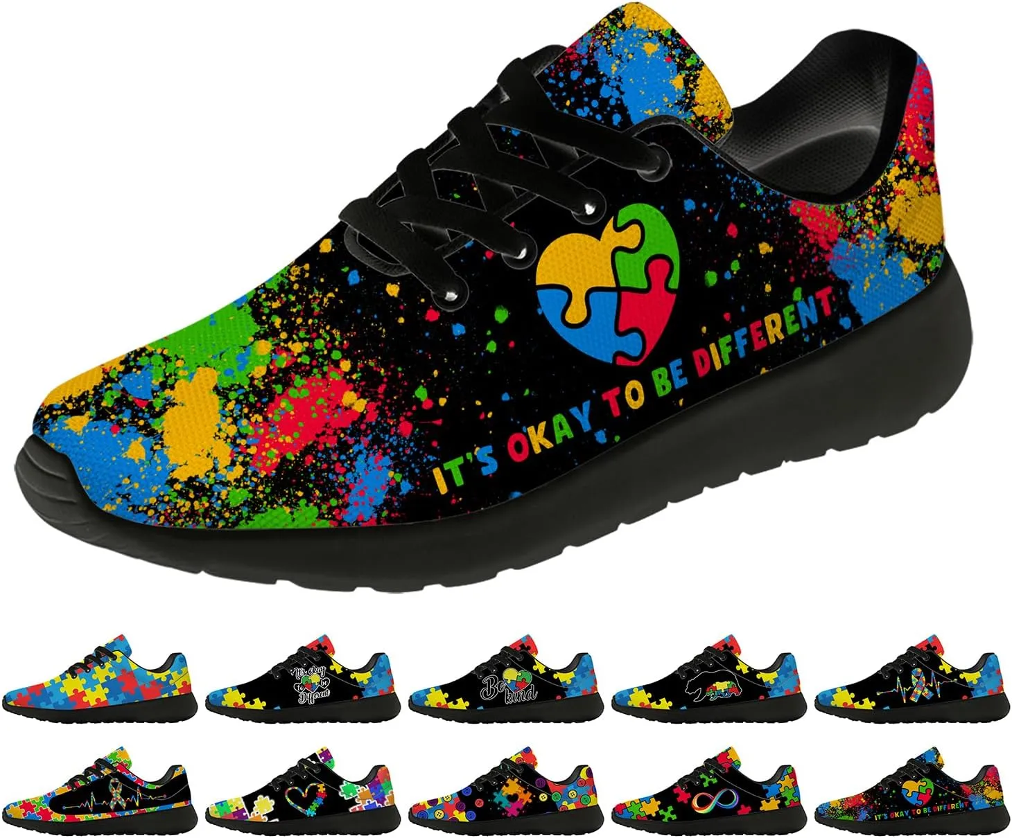 Autism Shoes for Women Men Running Shoes Lightweight Tennis Sneakers Gifts for Him Her