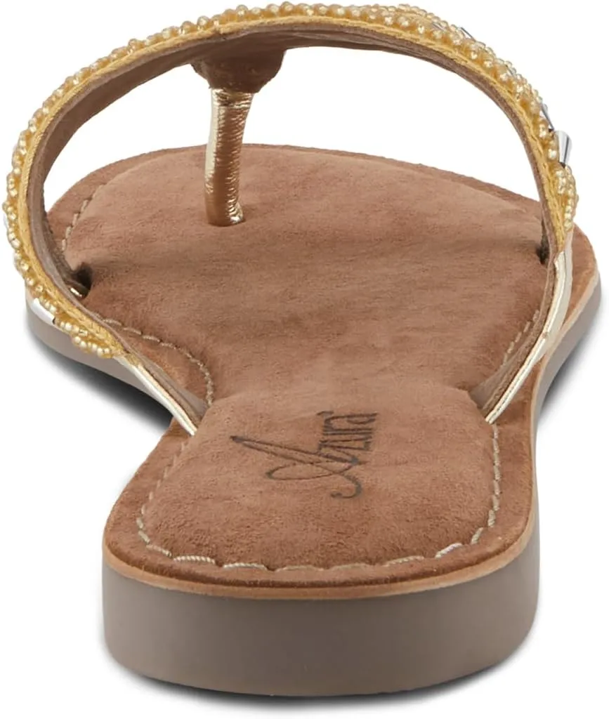 Azura Women's Starry Leaher Slide Sandal - Star-Designed Beaded with Jewels Leaher Slide Sandal - Star-Designed Beaded with Jewels