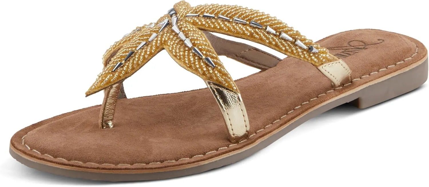 Azura Women's Starry Leaher Slide Sandal - Star-Designed Beaded with Jewels Leaher Slide Sandal - Star-Designed Beaded with Jewels