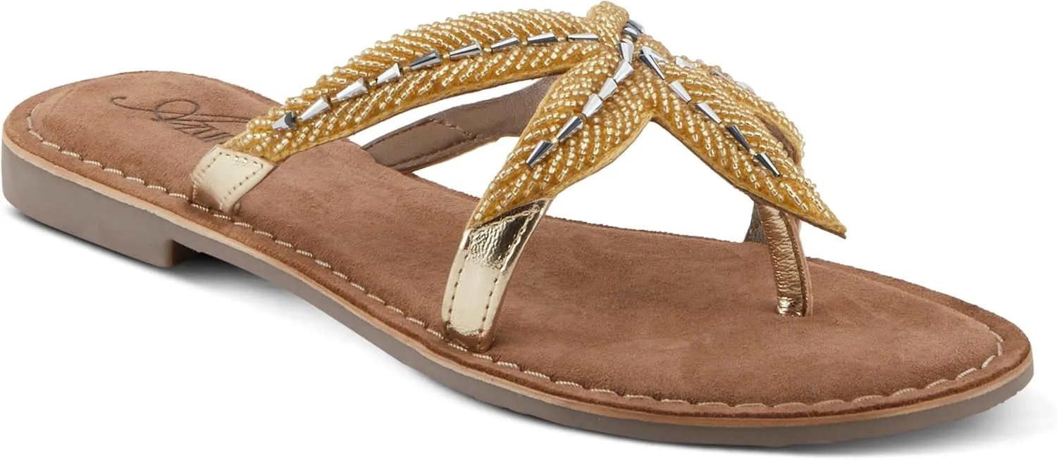 Azura Women's Starry Leaher Slide Sandal - Star-Designed Beaded with Jewels Leaher Slide Sandal - Star-Designed Beaded with Jewels