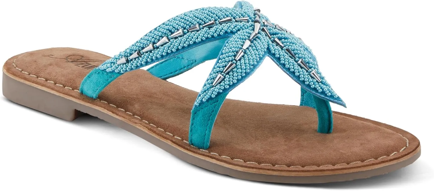 Azura Women's Starry Leaher Slide Sandal - Star-Designed Beaded with Jewels Leaher Slide Sandal - Star-Designed Beaded with Jewels