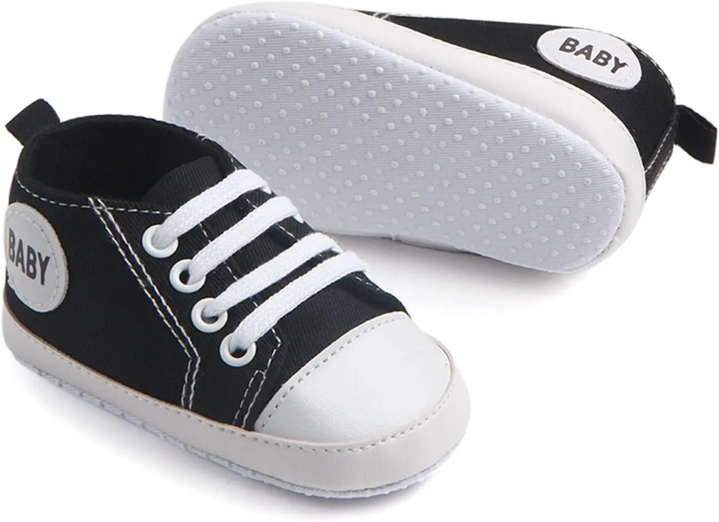 Baby Girls Boys Canvas Sneakers Soft Sole High-Top Ankle First-Walkers Step Shoes Infant Flat Bottom Footwear