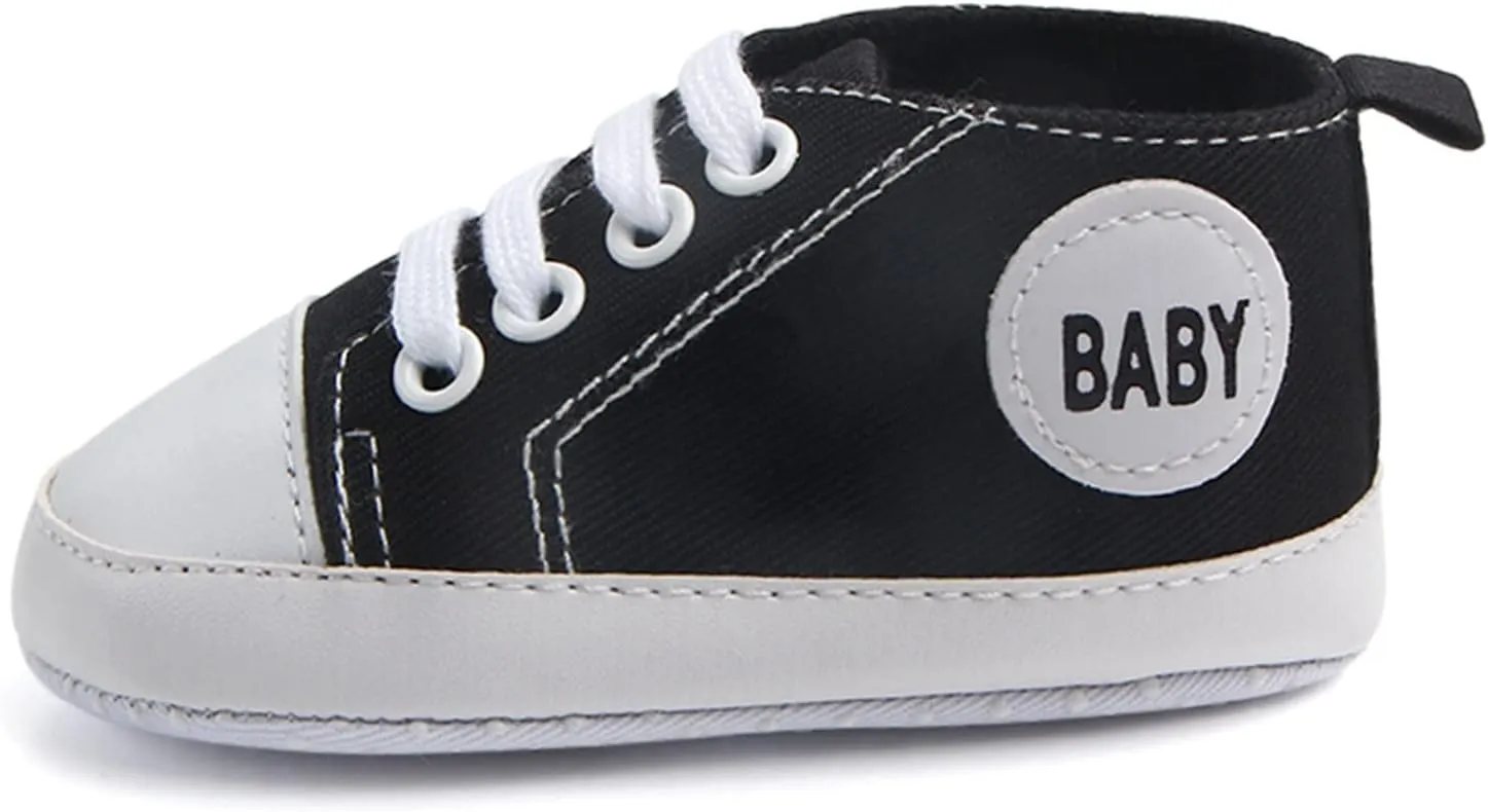 Baby Girls Boys Canvas Sneakers Soft Sole High-Top Ankle First-Walkers Step Shoes Infant Flat Bottom Footwear