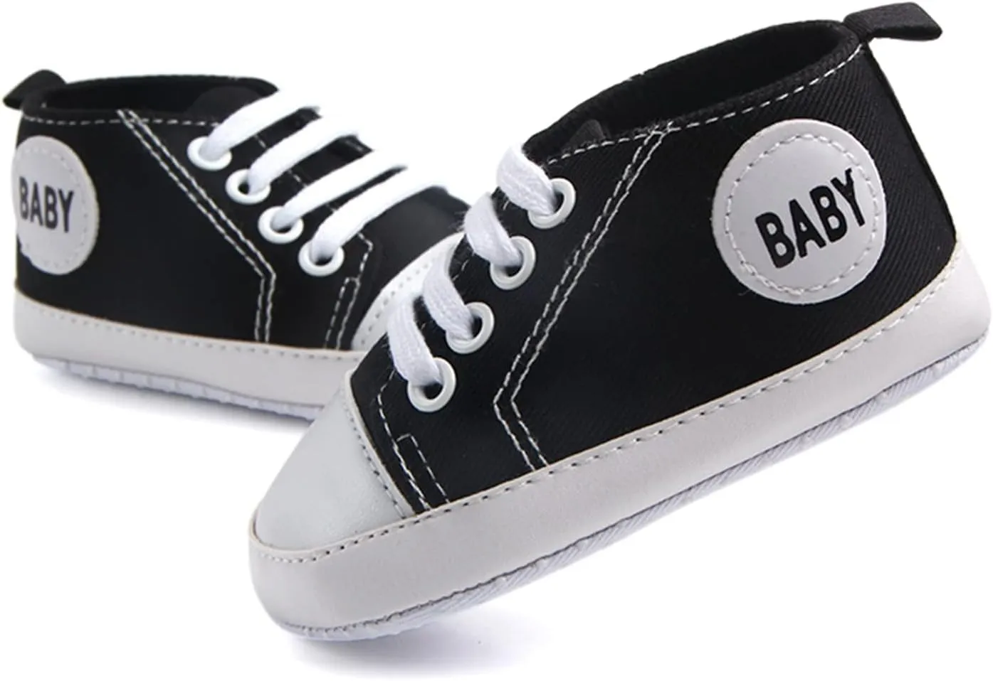 Baby Girls Boys Canvas Sneakers Soft Sole High-Top Ankle First-Walkers Step Shoes Infant Flat Bottom Footwear