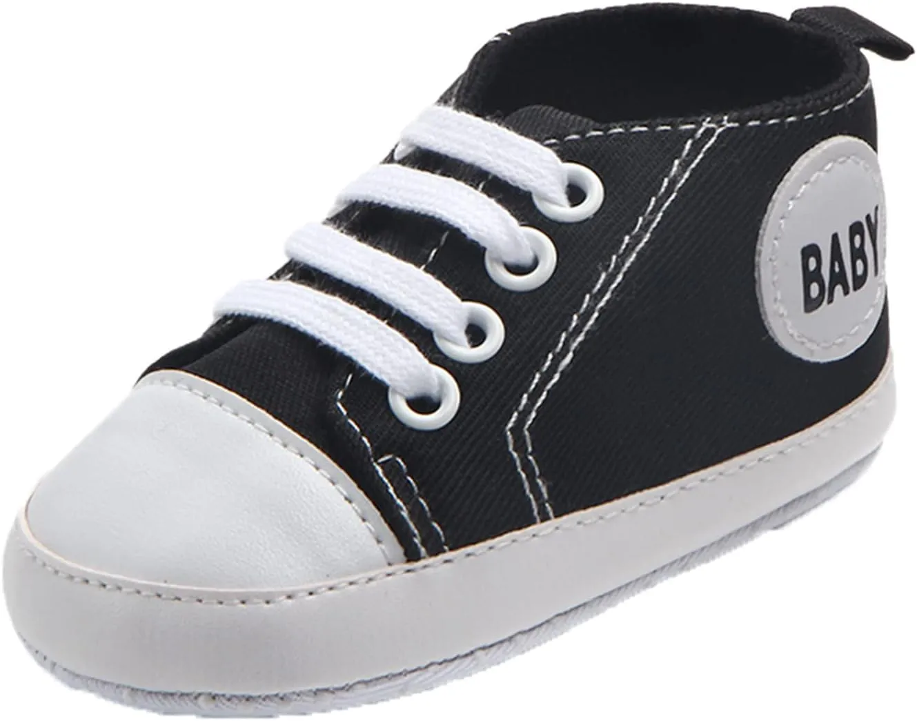 Baby Girls Boys Canvas Sneakers Soft Sole High-Top Ankle First-Walkers Step Shoes Infant Flat Bottom Footwear